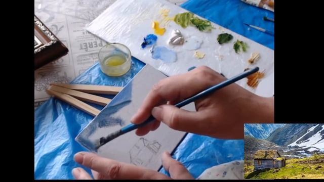 Маленький пейзаж маслом. Процесс. | Small oil landscape. Process. смотреть онлайн