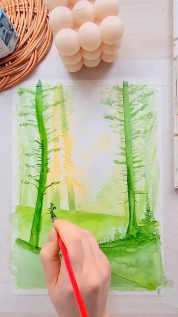 Рисуем простой пейзаж Акварелью #art #watercolor #tutorial #DIY смотреть онлайн