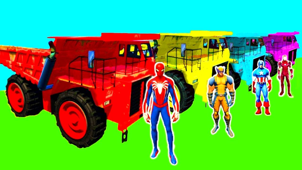 Человек-паук и Грузовики с супергероями Поле для гольфа Препятствия Испытание Мультфильм для детей