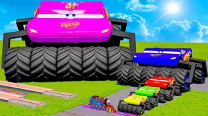 Большой и маленький Монстр-трак Тачки Молния ПРОТИВ паровозика Томаса | BeamNG.Drive