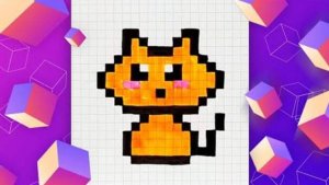 Кошка по клеткам / Как нарисовать кошку в клетку / Рисунки в тетраде по клеточкам