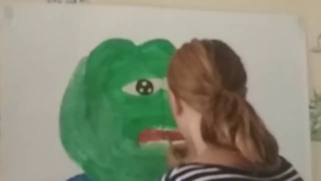 Нарисовала огромный мем на стене! Лягушонок Пепе🐸