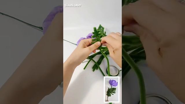 Лист к цветку из синельной проволоки / DIY / Tutorial / Синельная проволока мастер класс смотреть онлайн