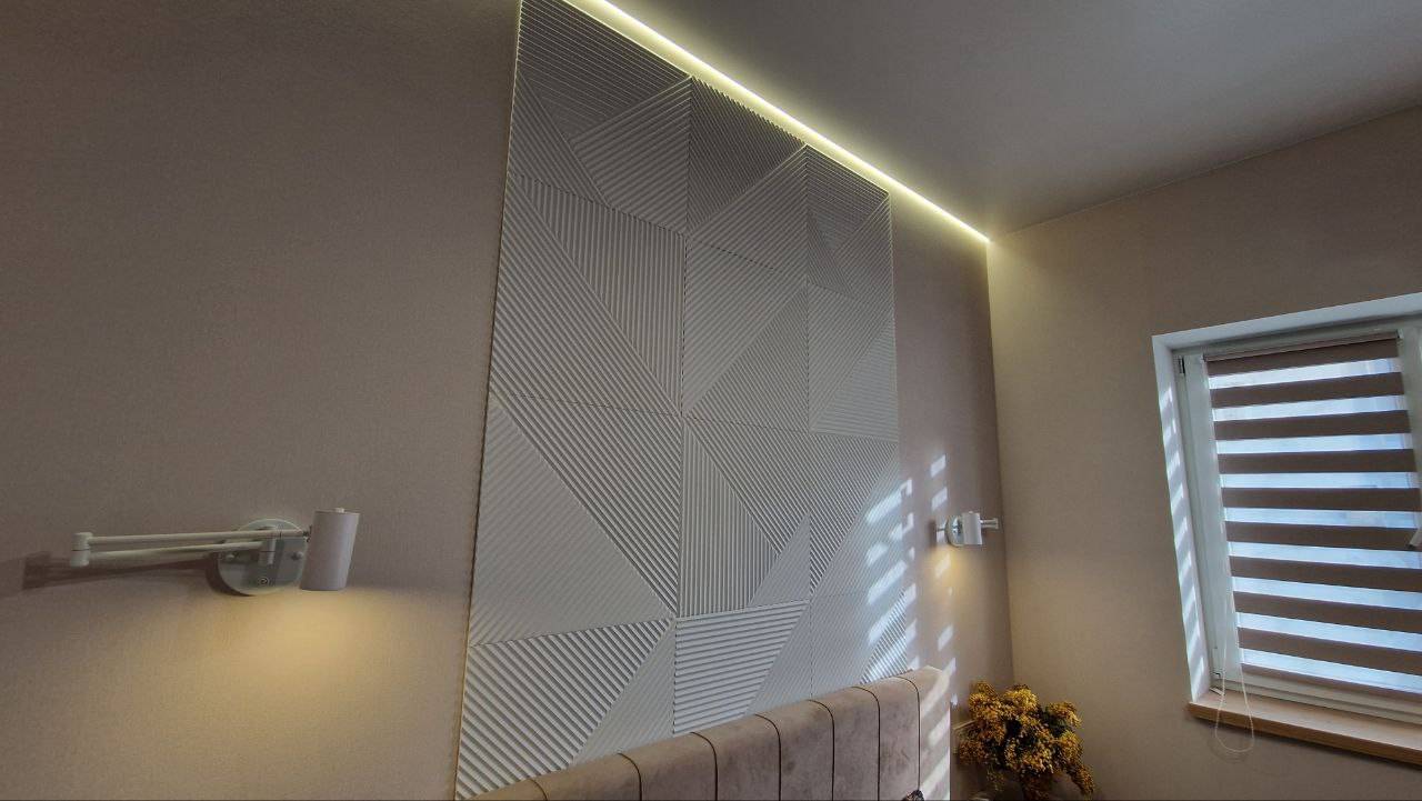 Декорирование стены в спальне МДФ-панелями смотреть онлайн