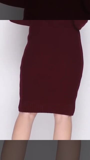 Вязаное платье с "ромбами" БОРДО 8619 смотреть онлайн