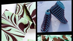 72. МК # " ШОКОЛАД И МЯТА"# ТАПОЧКИ-СЛЕДОЧКИ НА ДВУХ СПИЦАХ БЕЗ ШВОВ #