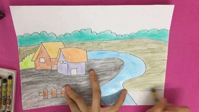 Представляем шаги по рисованию очаровательной деревенской картины на бумаге для бабушек и дедушек смотреть онлайн