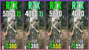 RTX 5060 TI vs RTX 4060 TI vs RTX 5070 vs RTX 4070 - Test in 20 Games