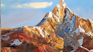 Горный пейзаж мастихином.Живопись маслом