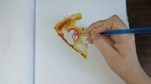 Как нарисовать кусочек пиццы акварелью 🍕