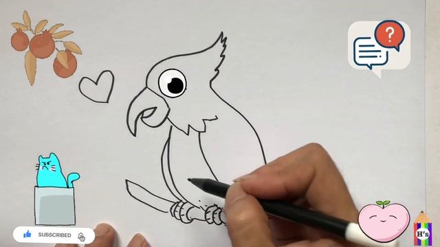 How To Draw a Cute Cockatoo | рисуем какаду для детей | Bolalar uchun kakadu rasm chizish смотреть онлайн