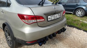 Nissan Almera G15 раздвоенный выхлоп,звук.