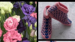 30.МК#  "ЭУСТОМА" #ТАПОЧКИ-СЛЕДОЧКИ С ВЕЕРАМИ #НА ДВУХ СПИЦАХ БЕЗ ШВОВ #