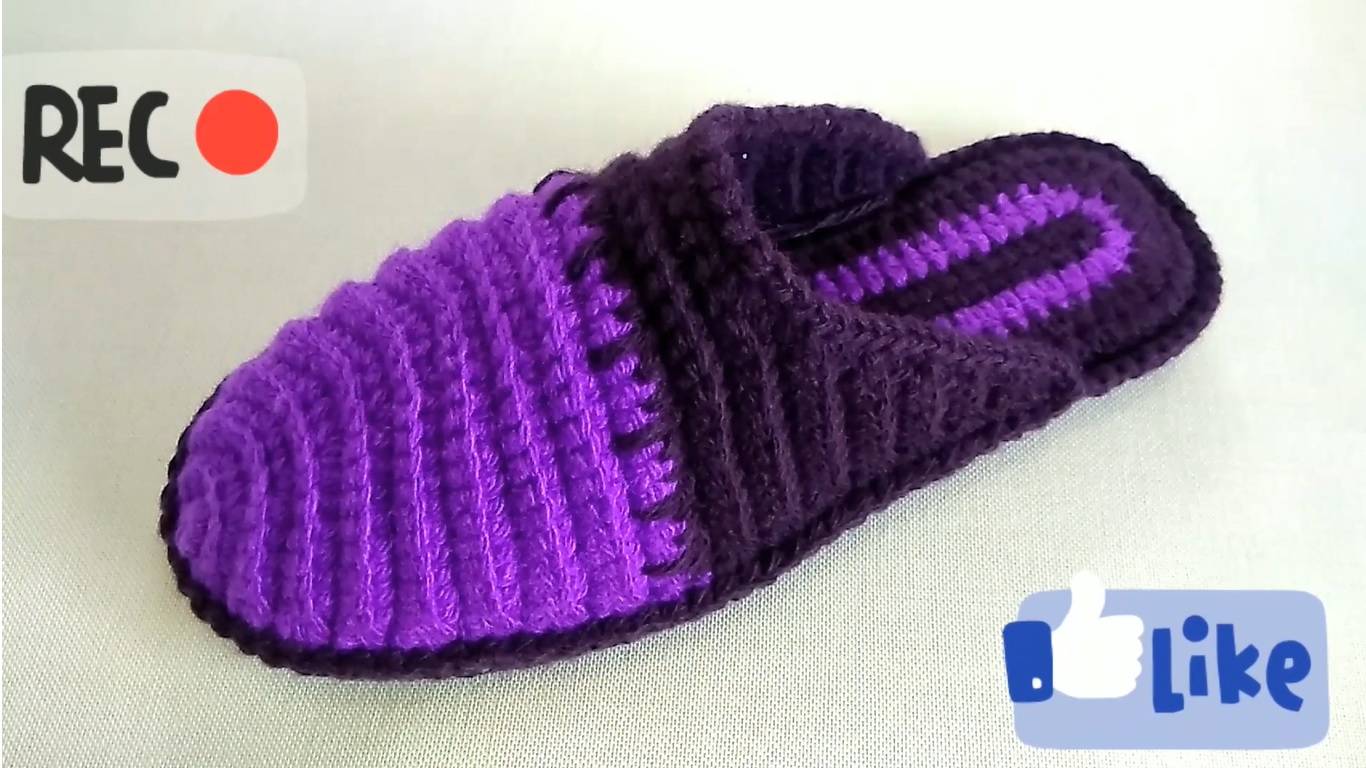 Мастер - класс! Вяжем тапочки _ СИРЕНЕВОЕ ОЧАРОВАНИЕ_🧡