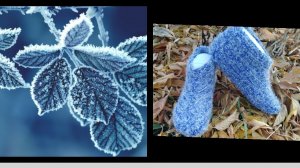 77. МК. # " ПЕРВАЯ ИЗМОРОЗЬ "# КРАСИВЫЕ ТАПОЧКИ-СЛЕДОЧКИ НА ДВУХ СПИЦАХ БЕЗ ШВОВ #