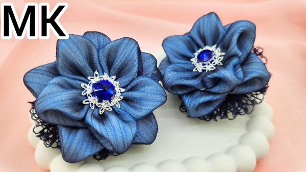 МК Бантики из органзы,МК пышный бант,Самый простой способ изготовления  бантика,МК школьные  бантики