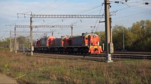 Сплотка тепловозов ТЭМ2-5001, ТЭМ2-6160, ТЭМ7А-0475 и ТЭМ18ДМ-2284