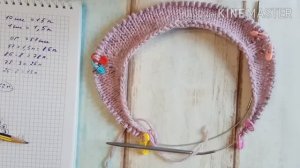 V- образная горловина, прибавки в линиях реглана Джемпер (пуловер) спицами. МК часть 2