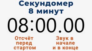 Секундомер 8 МИНУТ - со звуком и отложенным стартом