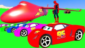 Мультики для Детей Человек-паук катит грузовик Мак с Маккуином песни из диснеевских тачек