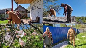 ЮРА НА РЫБАЛКУ, Я ВАРЮ КРЕВЕТКИ. НЕМНОГО ПОДШАМАНИЛИ КРЫШУ НА САРАЕ.