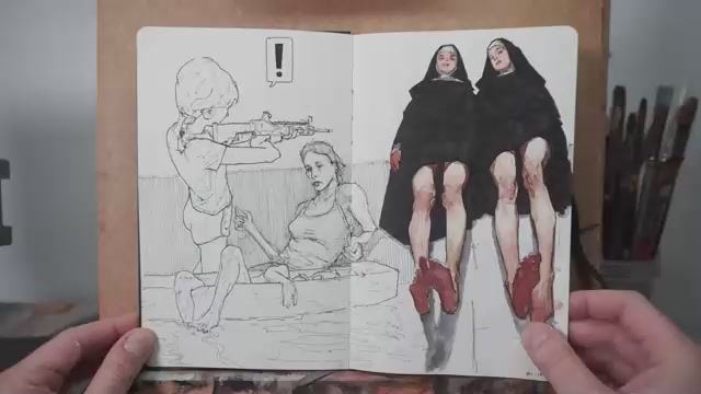 Художник Neil Cunning показывает скетчбук
