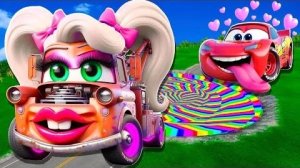 Мультики для детей Трансформация радужной ямы в "Большом и маленьком": Молния Маккуин и Девочка-мама