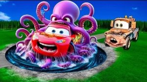 Мультики для детей и все й семьи Яма с щупальцами Трансформируется в Чудовище Молнию Маккуина