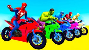 Мультики для детей Спортивные МОТОЦИКЛЫ и ЛОДКИ ЧЕЛОВЕК-ПАУК с Супергероями Спортивный Челлендж