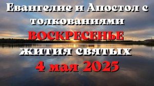 Евангелие дня 4 МАЯ 2025 с толкованием. Апостол дня. Жития Святых.