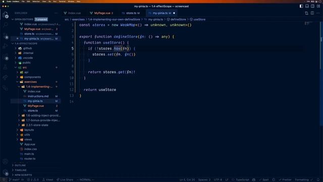 05. 1.4 - Creating our own defineStore() смотреть онлайн
