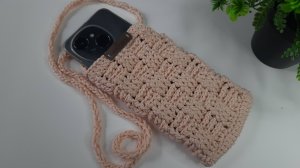 Сумка для телефона №3 вязаная крючком из шнура. МК 2025. Мастер - класс