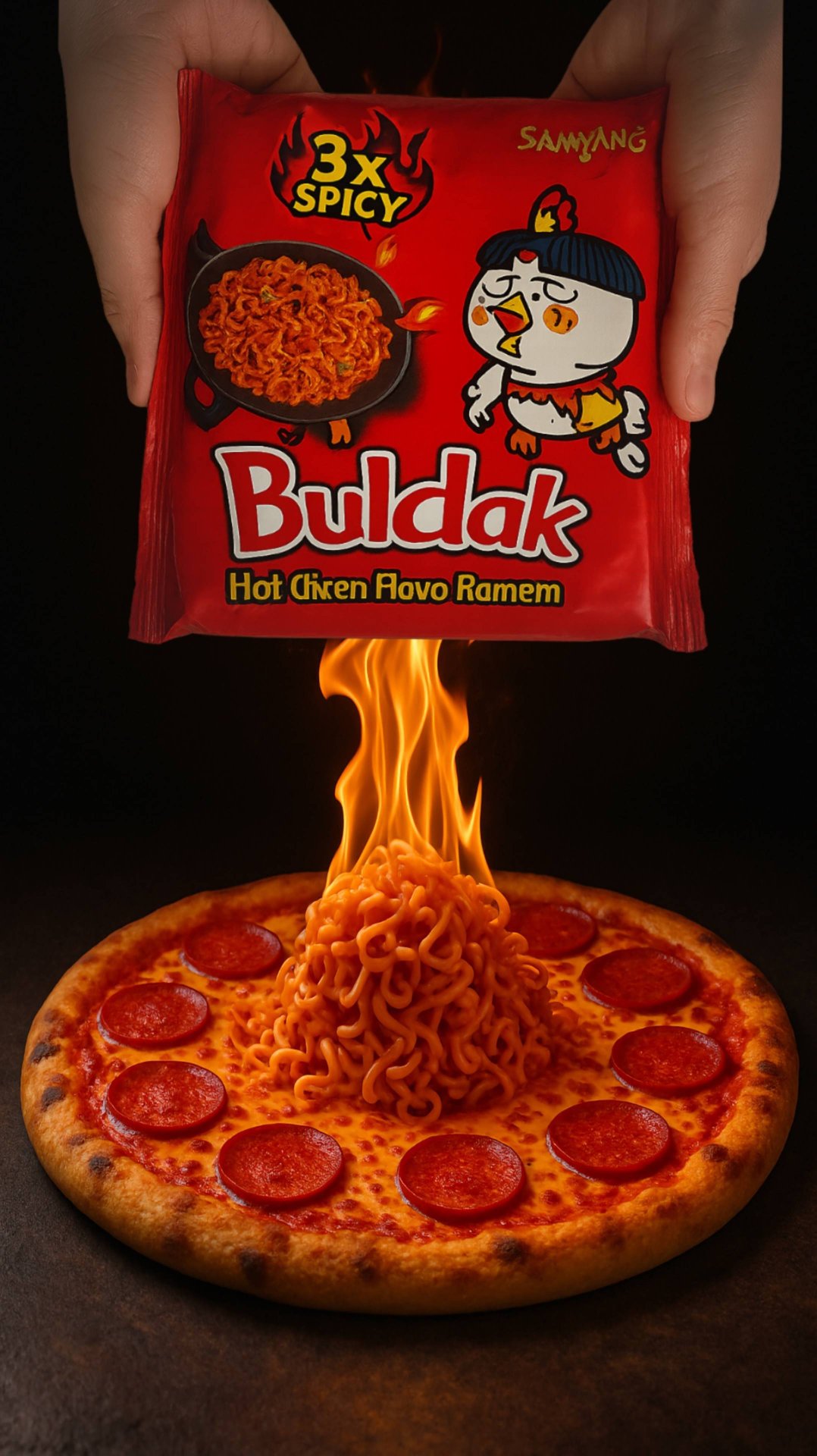 Ядреная пицца из лапши BULDAK 3X #рецепт #еда #buldak #грильков смотреть онлайн