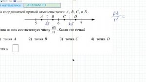 ОГЭматематика На координатной прямой отмечены точки A B C и D Одна из них соответствует числу 63/11