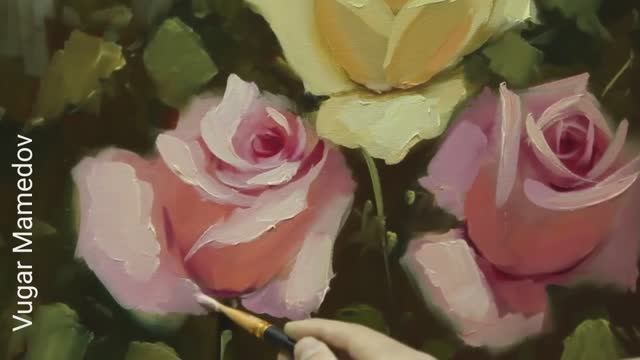 Розы.Живопись маслом смотреть онлайн