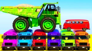 Мультики для детей про Цветные Тачки, Лимузины, Автобусы, Грузовики, Паровозы Человек-паук для детей