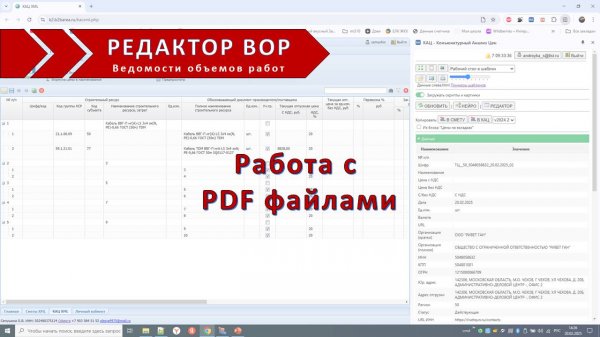Работа с PDF файлами в редакторе ВОР