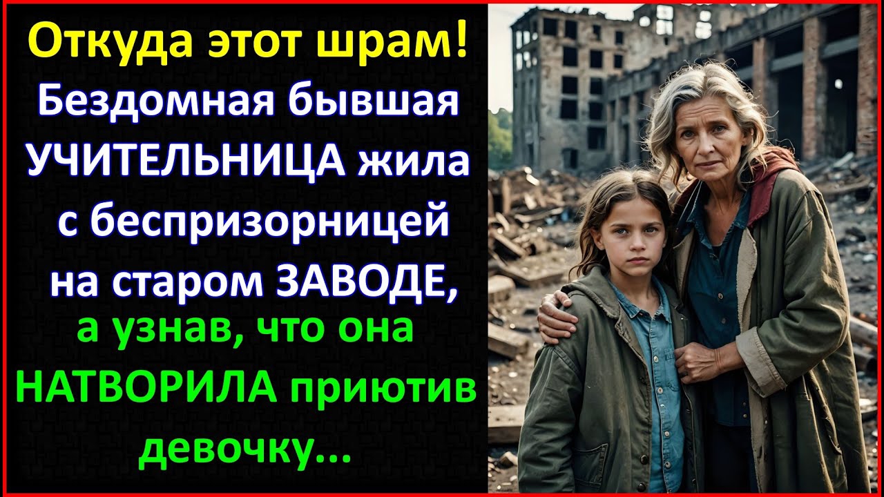 Откуда этот шрам...Бездомная бывшая учительница жила с беспризорницей на старом заводе, узнав что.