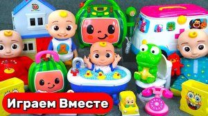 Играем в игрушки из мультика КОКОМЕЛОН 🍉🍉🍉 Игровой набор ванной для ДЖОННИ 🛁🛁🛁