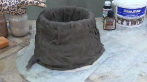 Кашпо пенечки из старого ведра/  тряпки/ цемент/ смотре