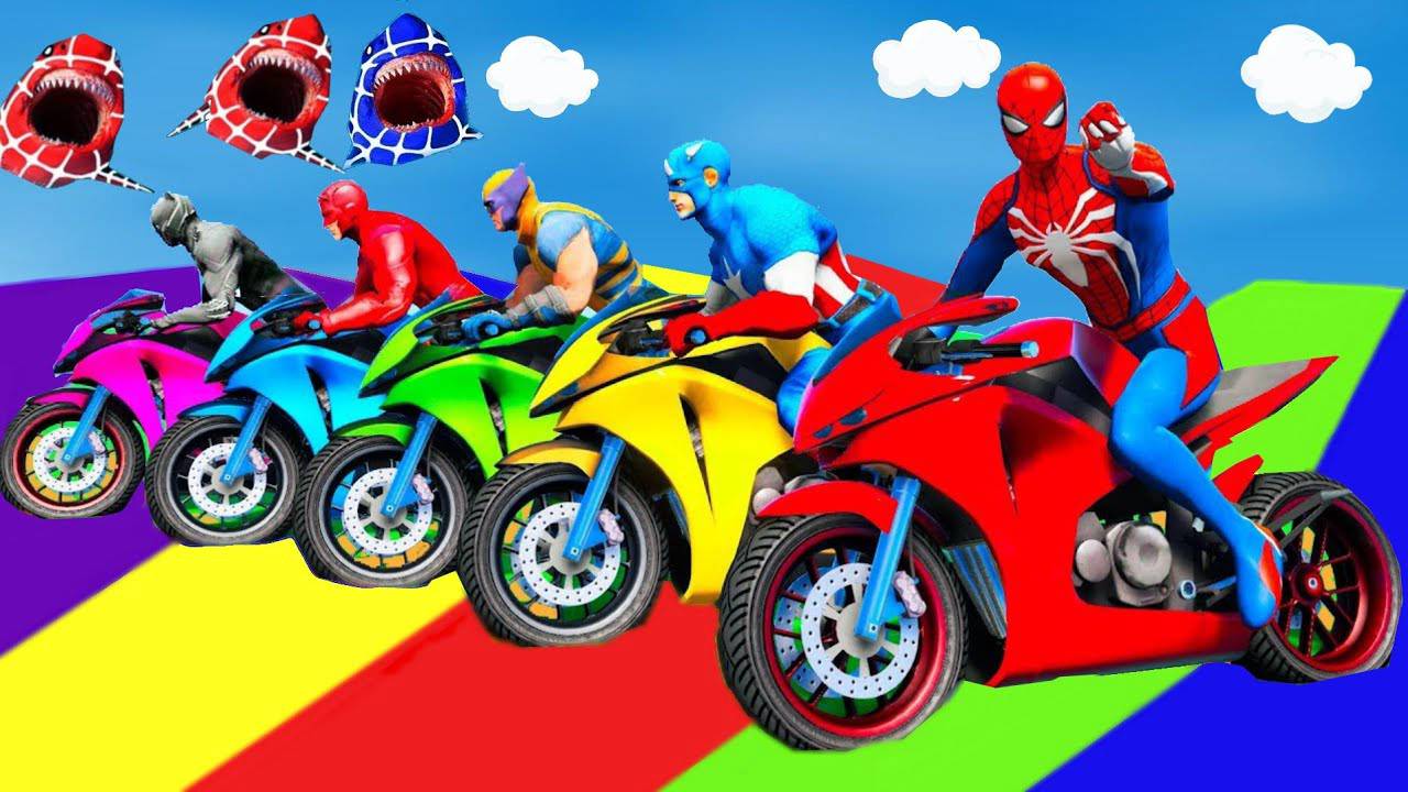 Мультики про машинки 🏍️🐱 Человек-паук на мотоцикле. Мультики для детей смотреть онлайн бесплатно смотреть онлайн