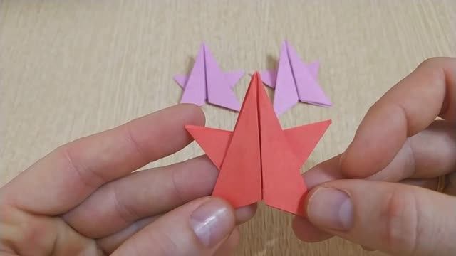 Оригами на День Победы 9 мая объёмная пятиконечная звезда