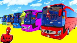 Мультики для детей про Цветные АВТОБУСЫ и Вертолеты для детей ЧЕЛОВЕК-ПАУК и Супергерои для детей