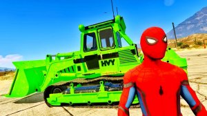 Мультфильм для детей Цветные бульдозеры и большие самосвалы для человека-паука Песни для малышей