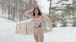 Отдых в снежную бурю ☀с роскошной 3-комнатной надувной палаткой ☀ Snow ASMR