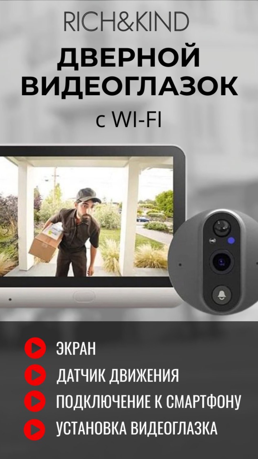 Видеоглазок от бренда RiCH&KiND
Артикул на WB 318694200