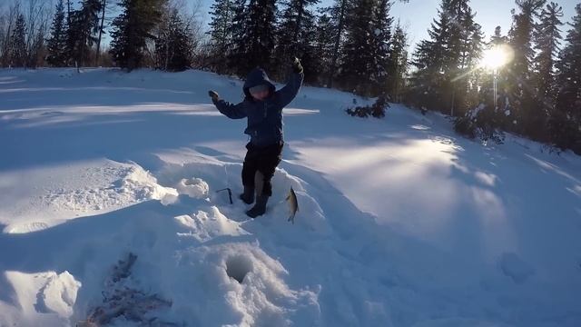 Пришлось долго искать рыбку в морозный солнечный день но всё же мы её нашли. смотреть онлайн