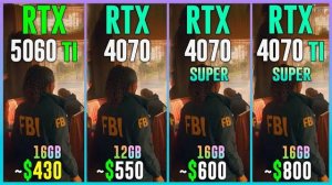 RTX 5060 TI 16GB vs RTX 4070 vs RTX 4070 SUPER vs RTX 4070 TI SUPER - Test in 20 Games