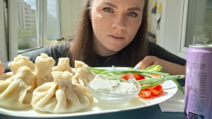 Мукбанг хинкали, сметанка, овощи| Под ваши истории #мукбанг #фудблогер