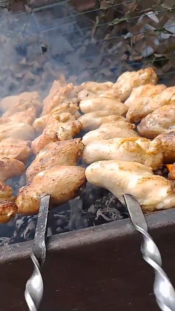 Куриные крылышки. Мясо на мангале. Красивая и скромная смотреть онлайн